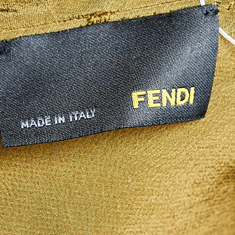 Women's Fendi Olive Green Silk Draped Sleeve Detail Top M