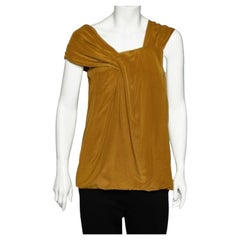 Fendi Olive Green Silk Draped Sleeve Detail Top M