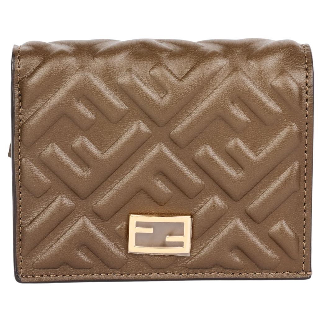 Fendi Olive Nappa Leather Small Wallet  For Sale