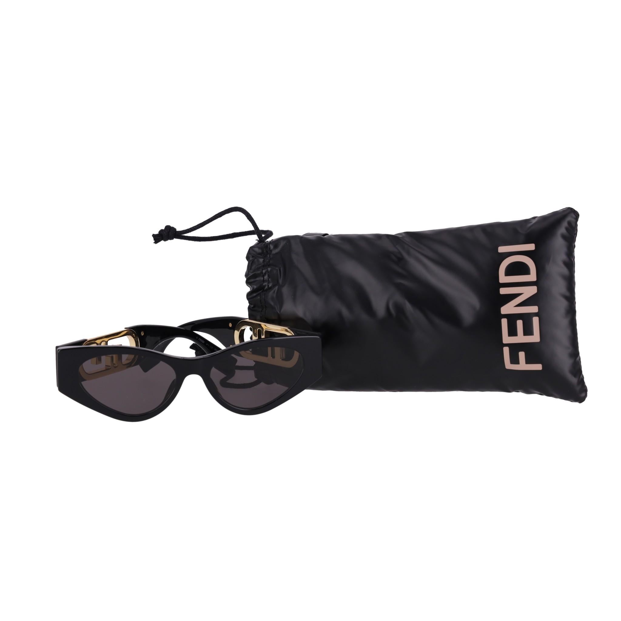 Black Fendi O'Lock 'FF' Logo Sunglasses