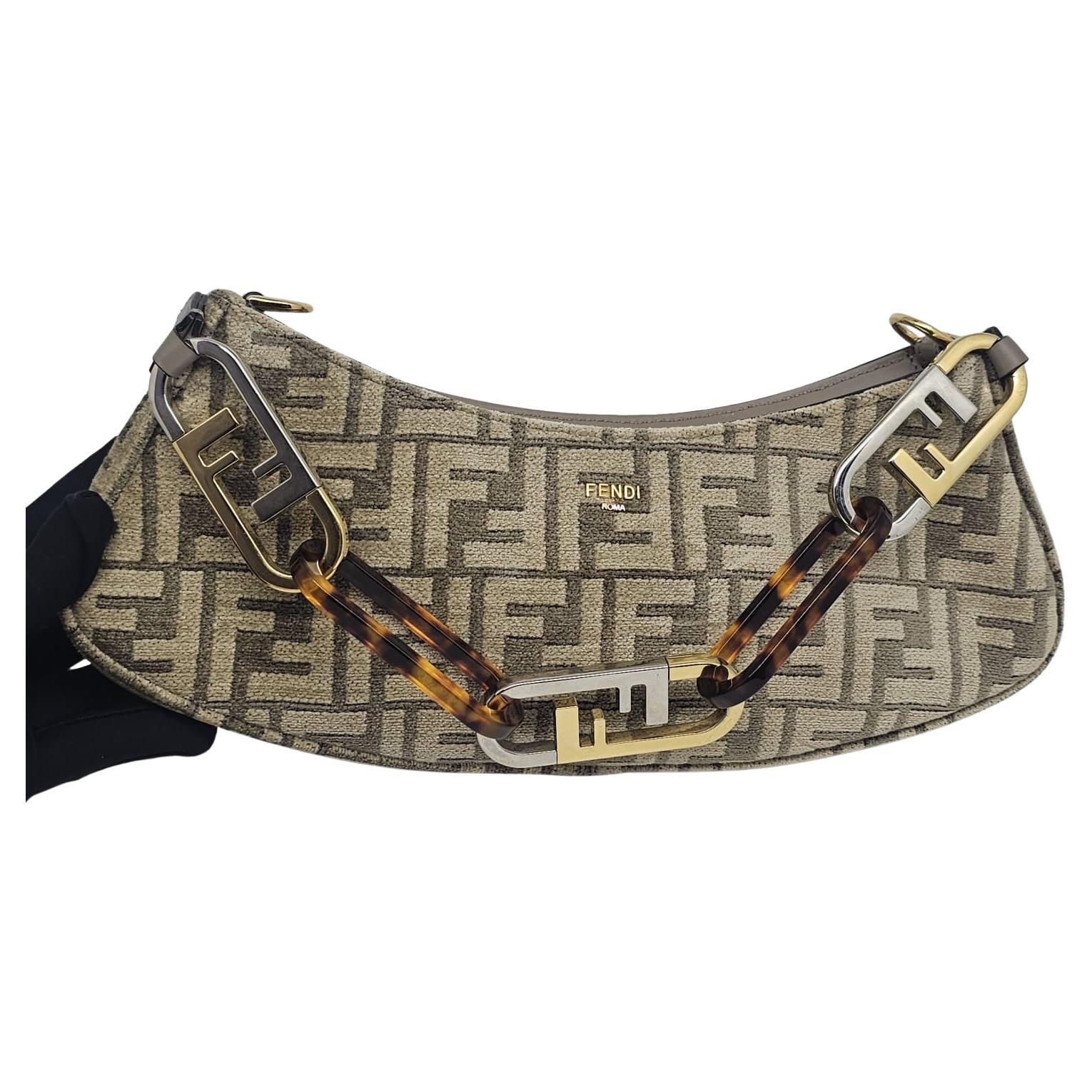 Fendi O’Lock Swing FF Jacquard Shoulder Bag For Sale