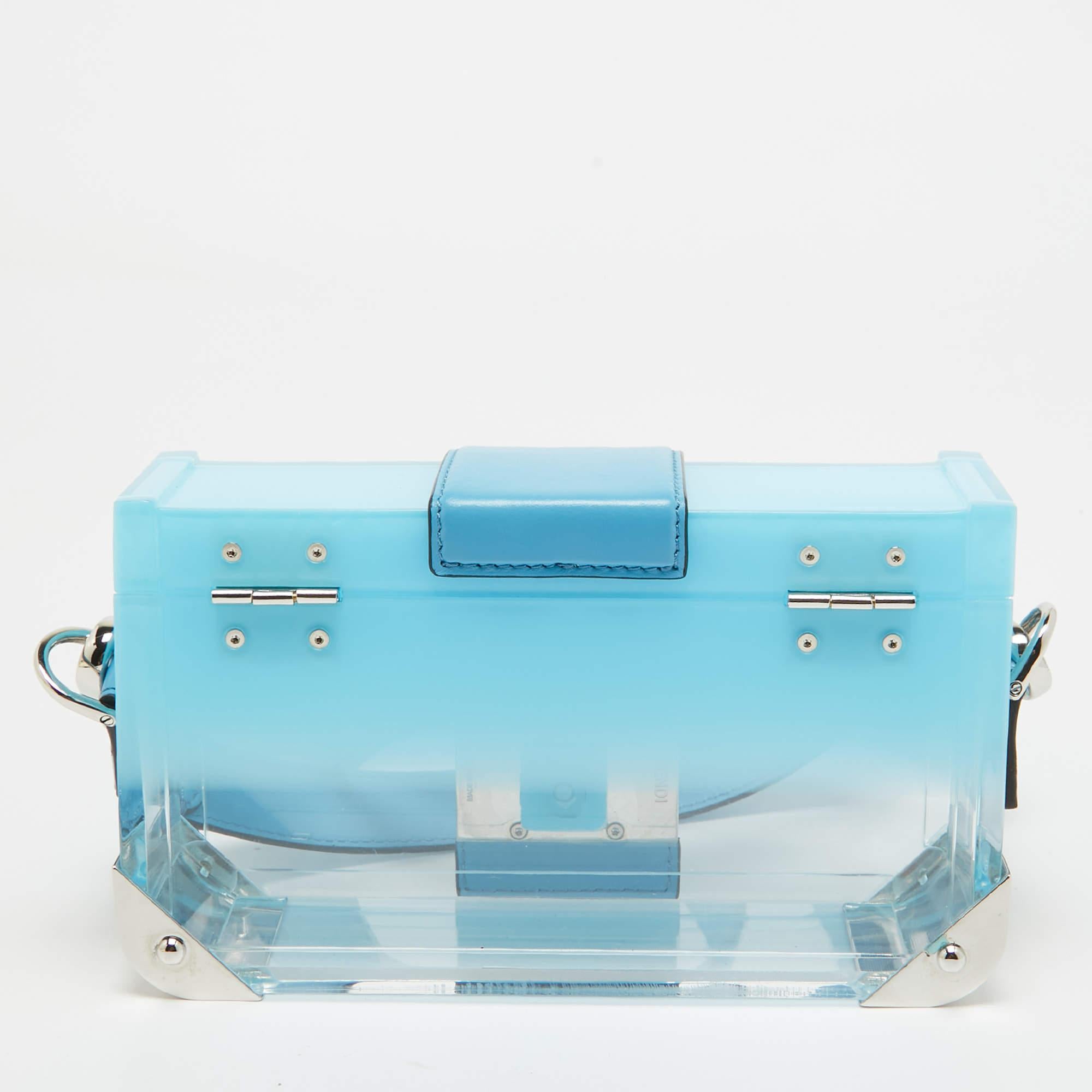 Women's Fendi Ombre Blue Plexiglass and Leather Mini Trunk Baguette For Sale