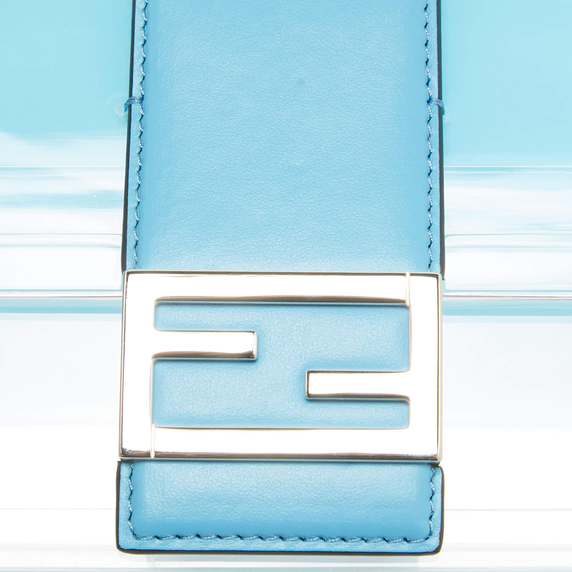 Fendi Ombre Blue Plexiglass and Leather Mini Trunk Baguette For Sale 2
