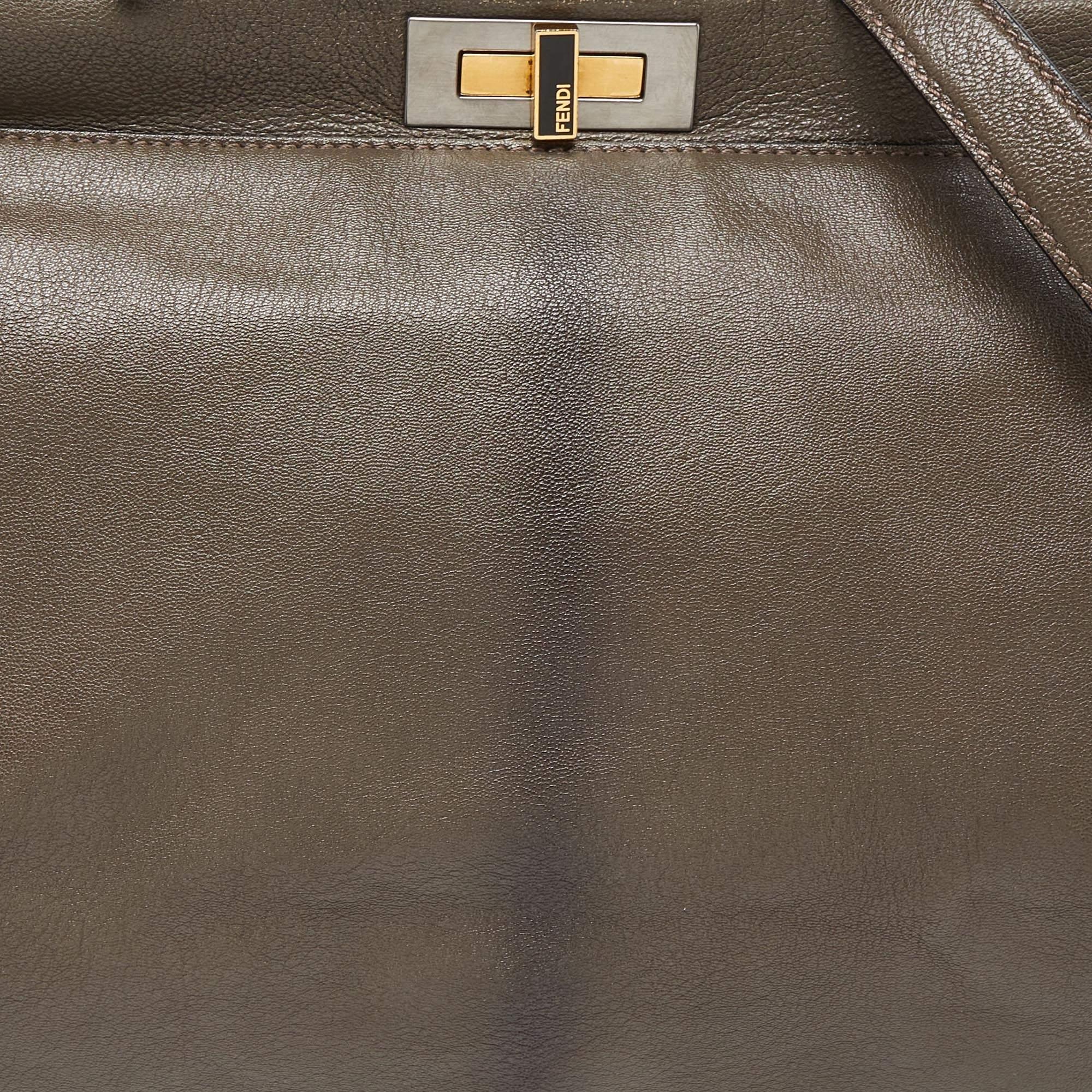 Fendi Ombre Brown Leather Large Peekaboo Top Handle Bag 7