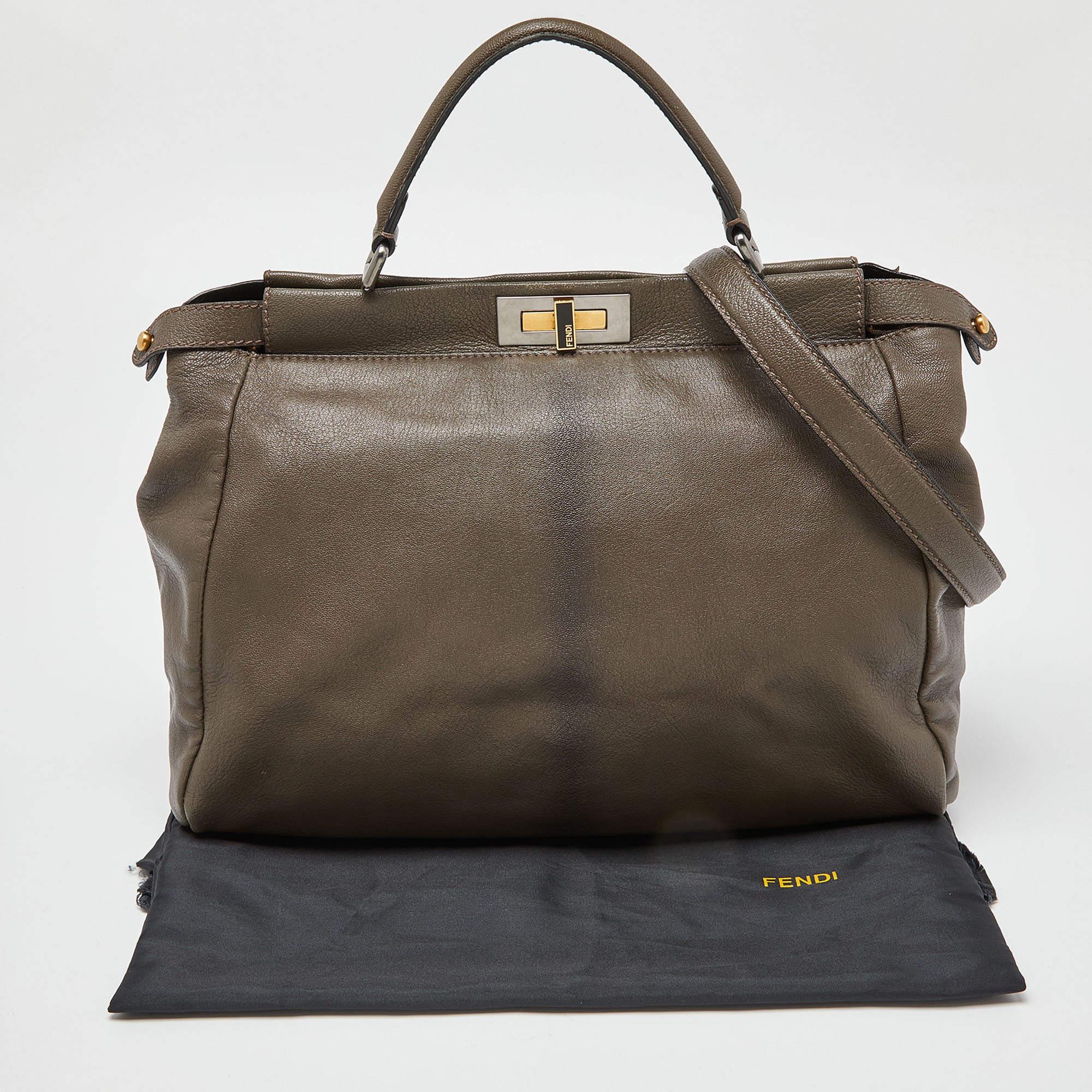 Fendi Ombre Brown Leather Large Peekaboo Top Handle Bag 8