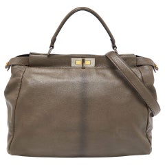 Fendi Ombre Brown Leather Large Peekaboo Top Handle Bag
