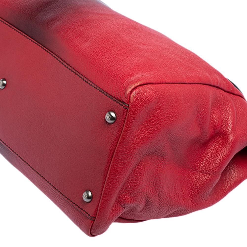 Fendi Ombre Red Leather Large Peekaboo Top Handle Bag 4