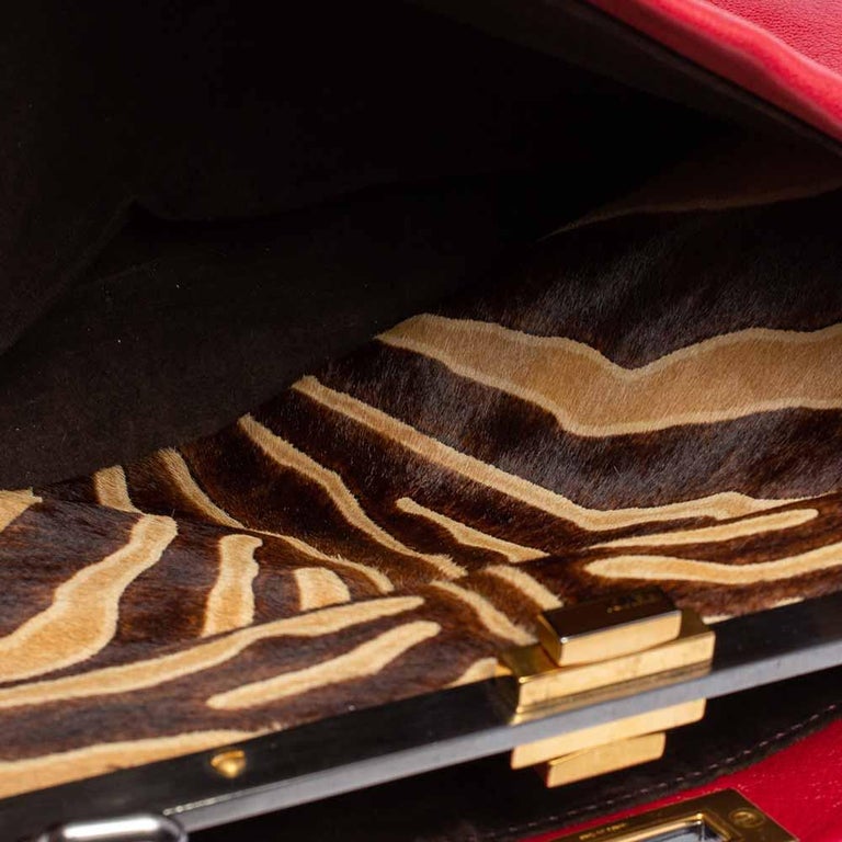 Fendi scarlet sage red mini peekaboo top handle bag