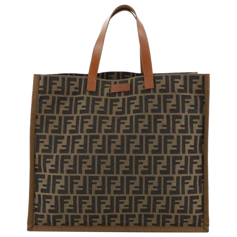 Fendi Open Shopping Tote Zucca Canvas Large