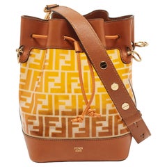Fendi Orange/Brown Zucca PVC and Leather Mon Tresor Bucket Bag