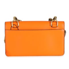 Fendi Orange Calfskin Mini Flat Baguette with Brown 'Strap You' Strap