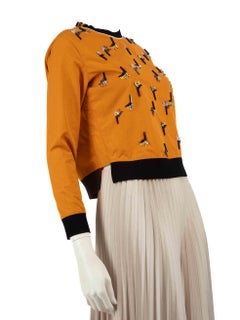 Fendi Orange Embellished Zip Shoulder Top Size XXS