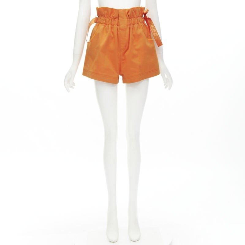 FENDI orange Forever FF monogram drawstring paperbag high waist bloomer shorts S For Sale 5