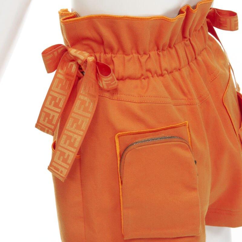 FENDI orange Forever FF monogram drawstring paperbag high waist bloomer shorts S
Reference: ANWU/A00423
Brand: Fendi
Model: Orange bloomer
Material: Feels like cotton
Color: Orange
Pattern: Solid
Closure: Zip
Extra Details: Concealed zip fly front.