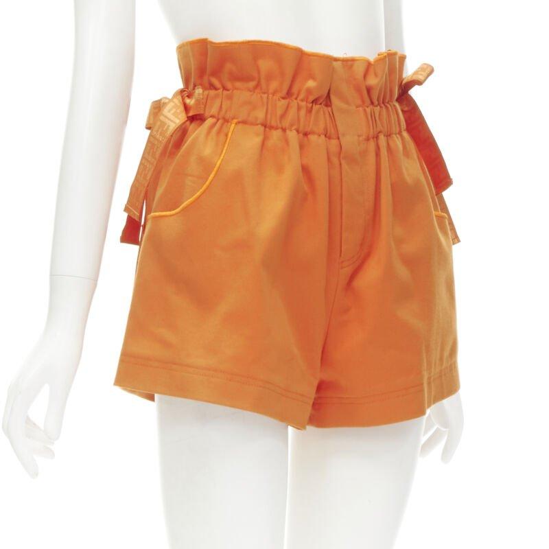 Orange FENDI orange Forever FF monogram drawstring paperbag high waist bloomer shorts S For Sale