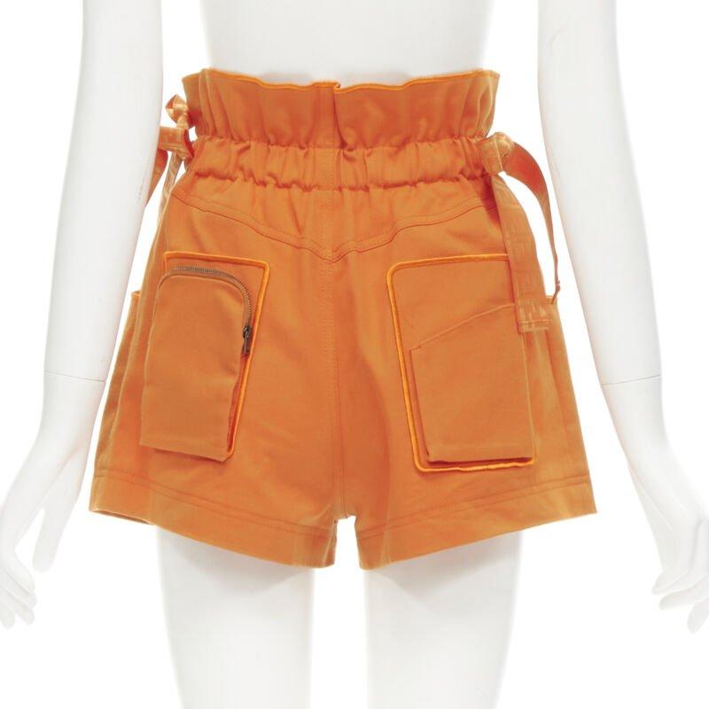FENDI orange Forever FF monogram drawstring paperbag high waist bloomer shorts S For Sale 1