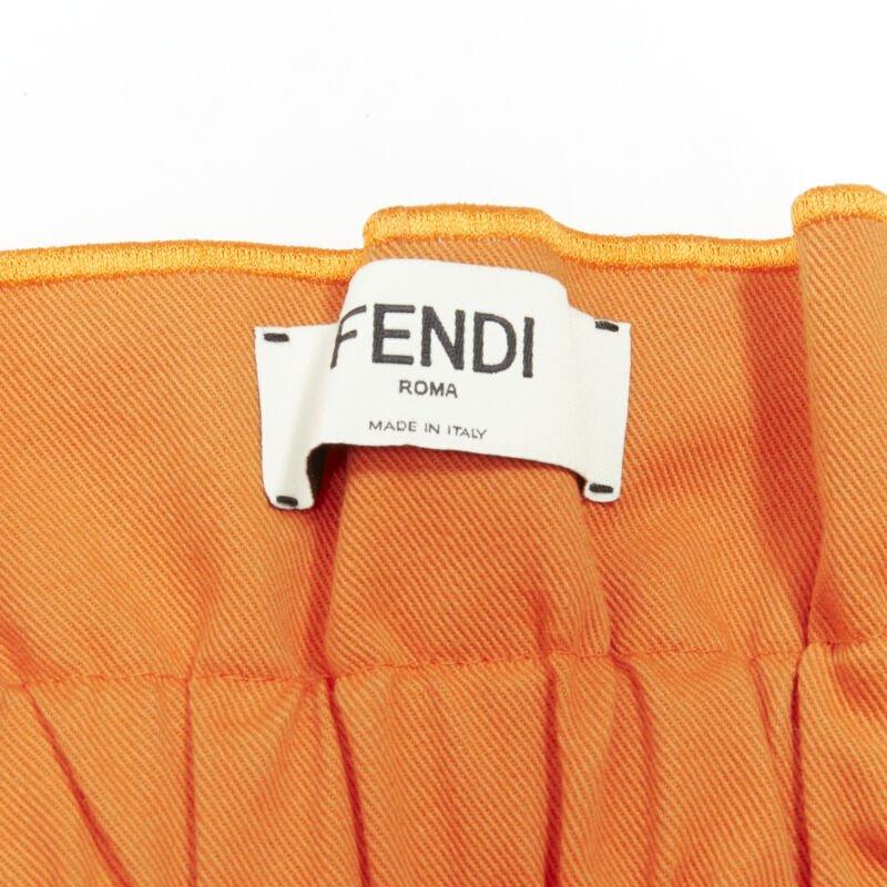 FENDI orange Forever FF monogram drawstring paperbag high waist bloomer shorts S For Sale 4