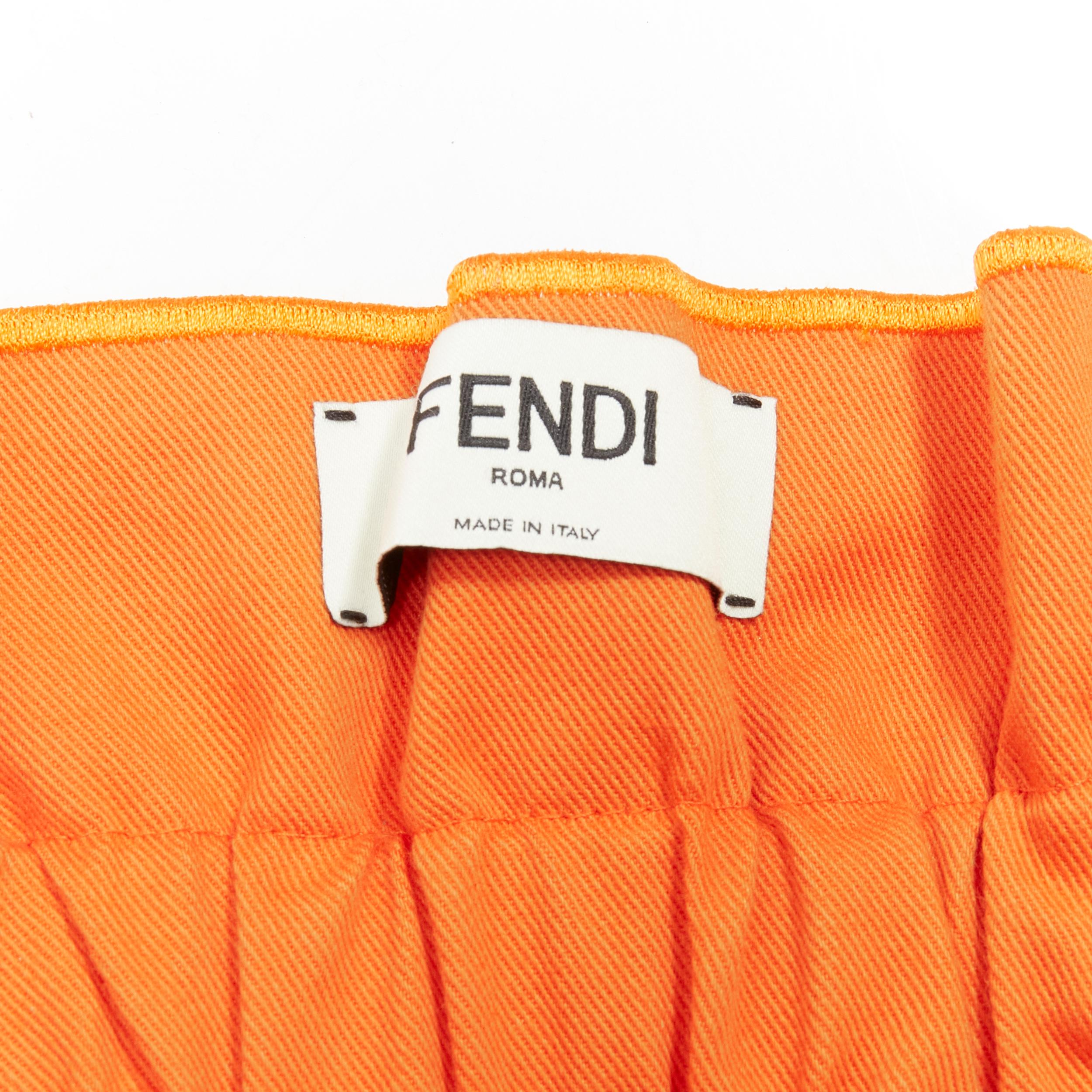 FENDI orange Forever FF monogram drawstring paperbag high waist bloomer shorts S For Sale 2
