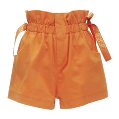 FENDI orange Forever FF monogram drawstring paperbag high waist bloomer shorts S
