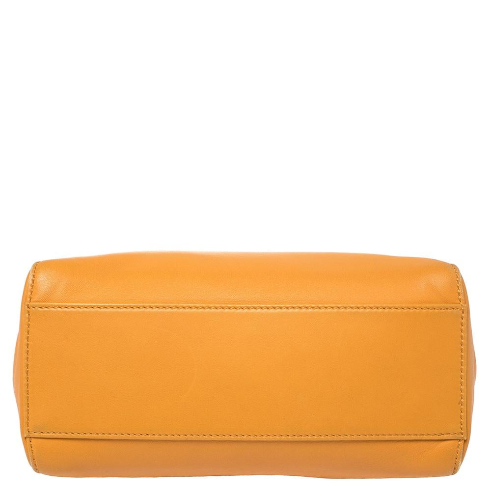 Fendi Orange/Green Leather Mini Peekaboo Top Handle Bag 7