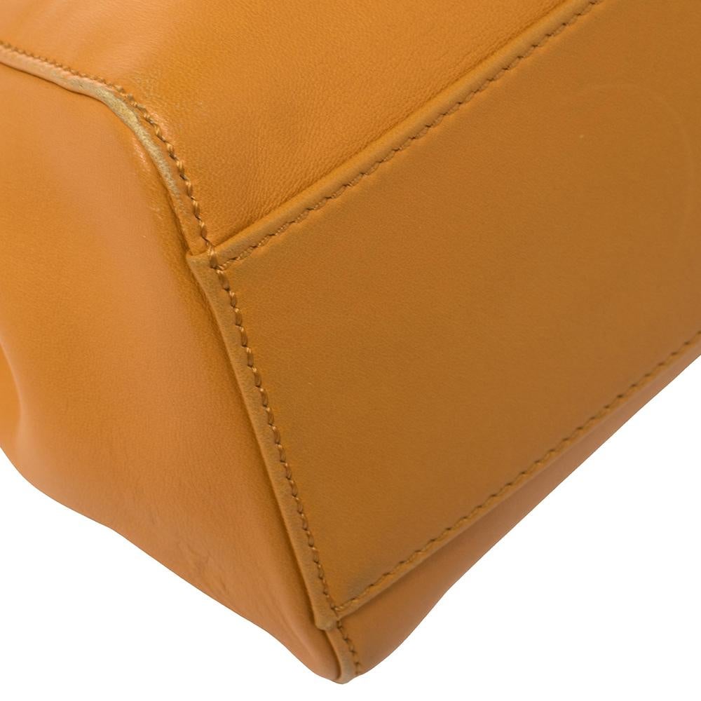 Fendi Orange/Green Leather Mini Peekaboo Top Handle Bag 4