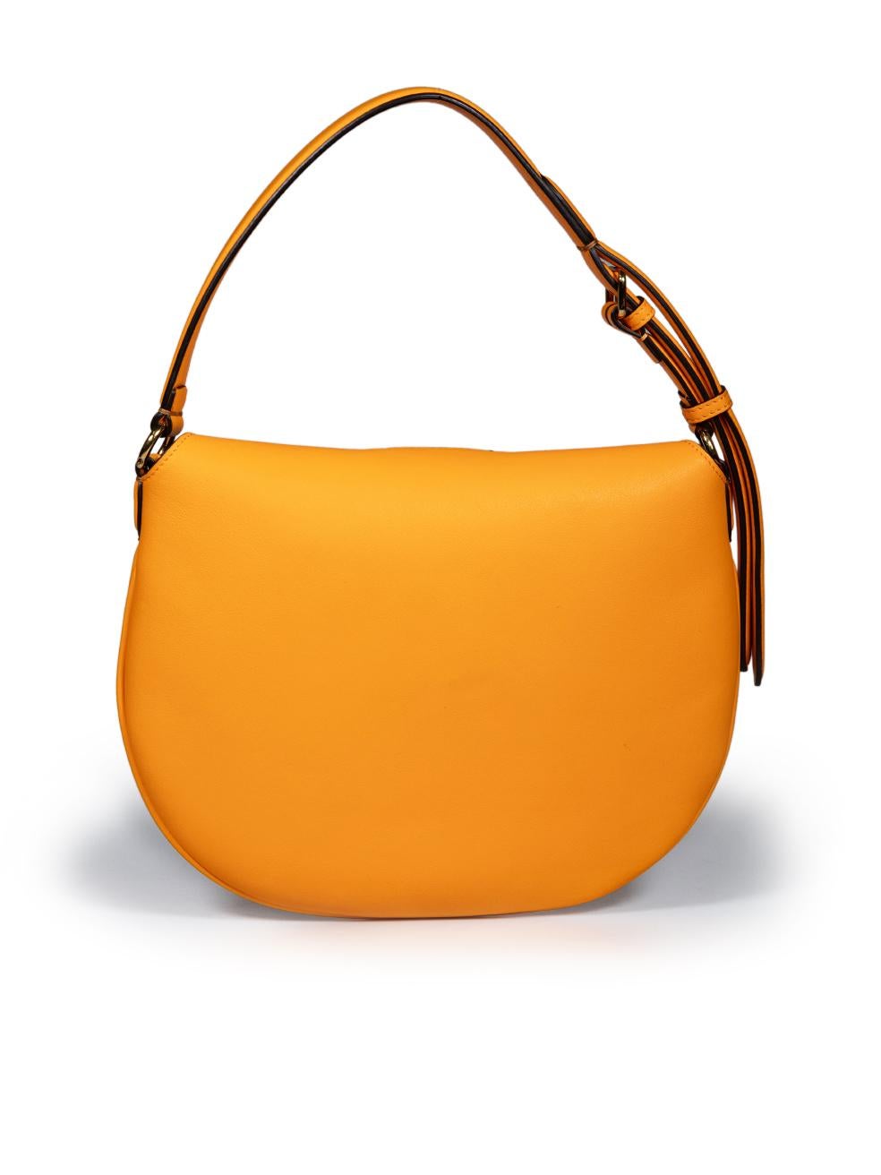 Fendi Orange Leather Croissant Shoulder Bag In Excellent Condition For Sale In London, GB