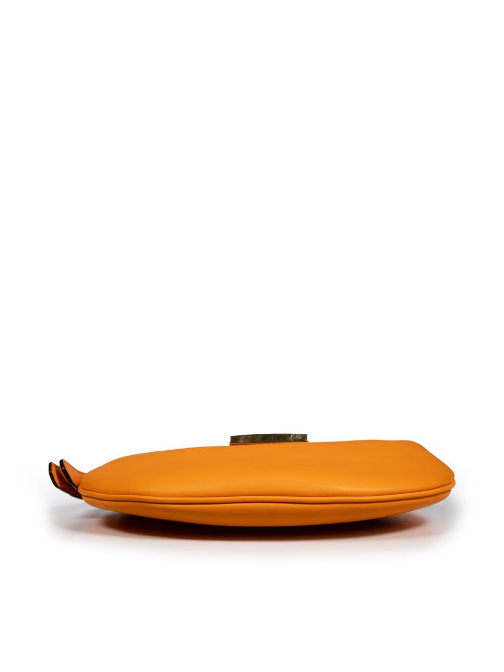 Women's Fendi Orange Leather Croissant Shoulder Bag