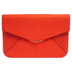 Fendi Orange Leather Large 2Jours Wrislet Envelope Clutch