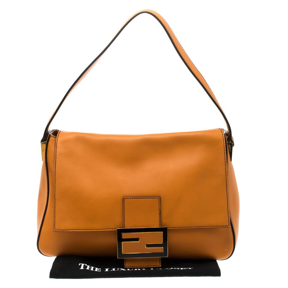 Fendi Orange Leather Mama Forever Shoulder Bag 8