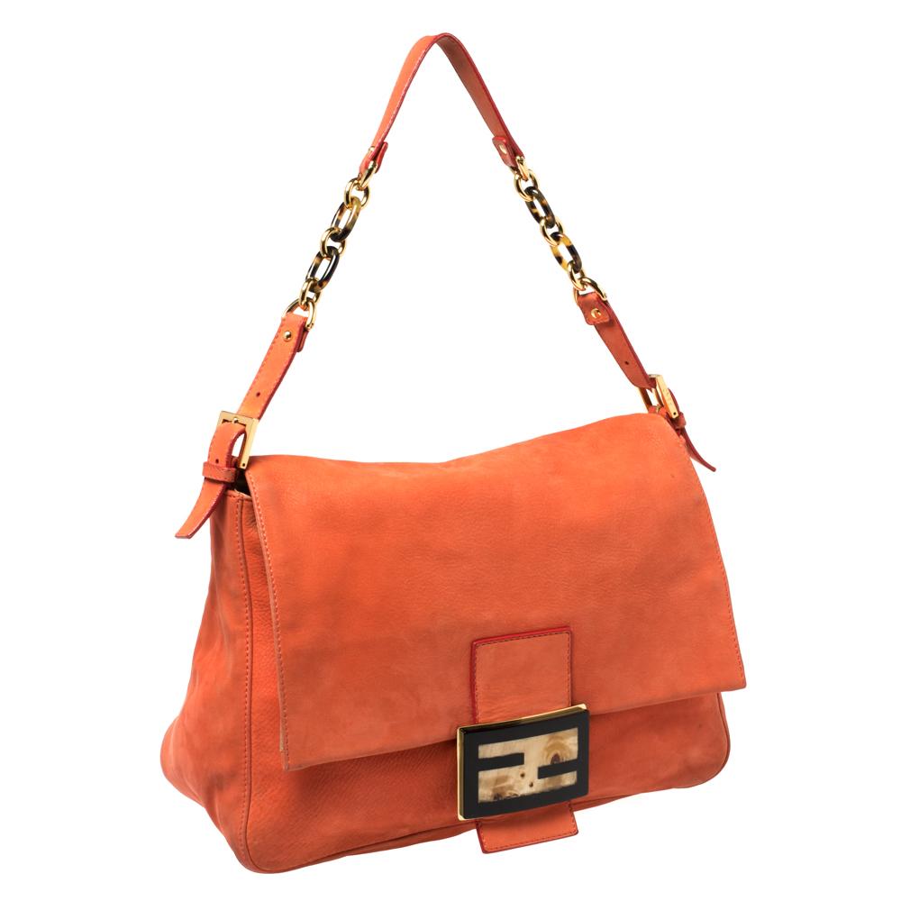 Women's Fendi Orange Leather Mama Forever Shoulder Bag