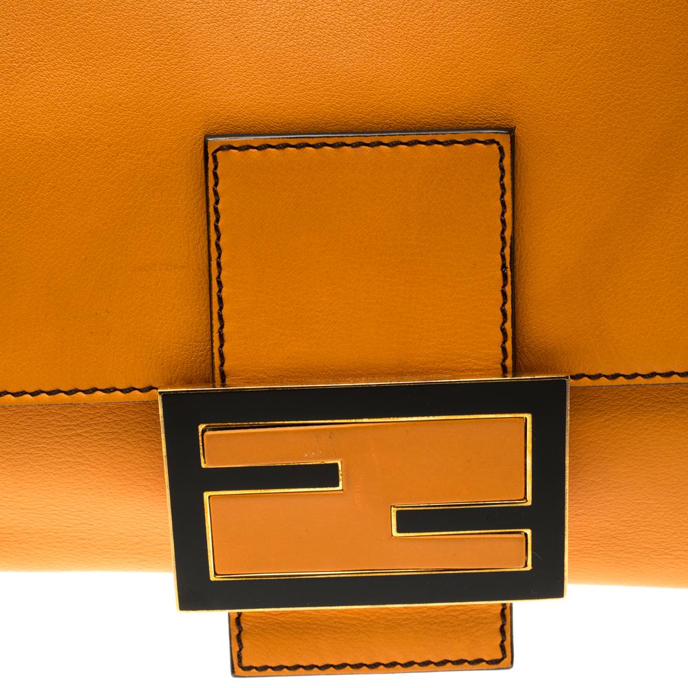 Fendi Orange Leather Mama Forever Shoulder Bag 1