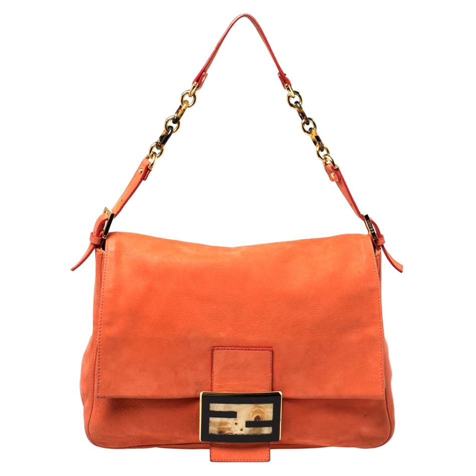 Fendi Orange Leather Mama Forever Shoulder Bag