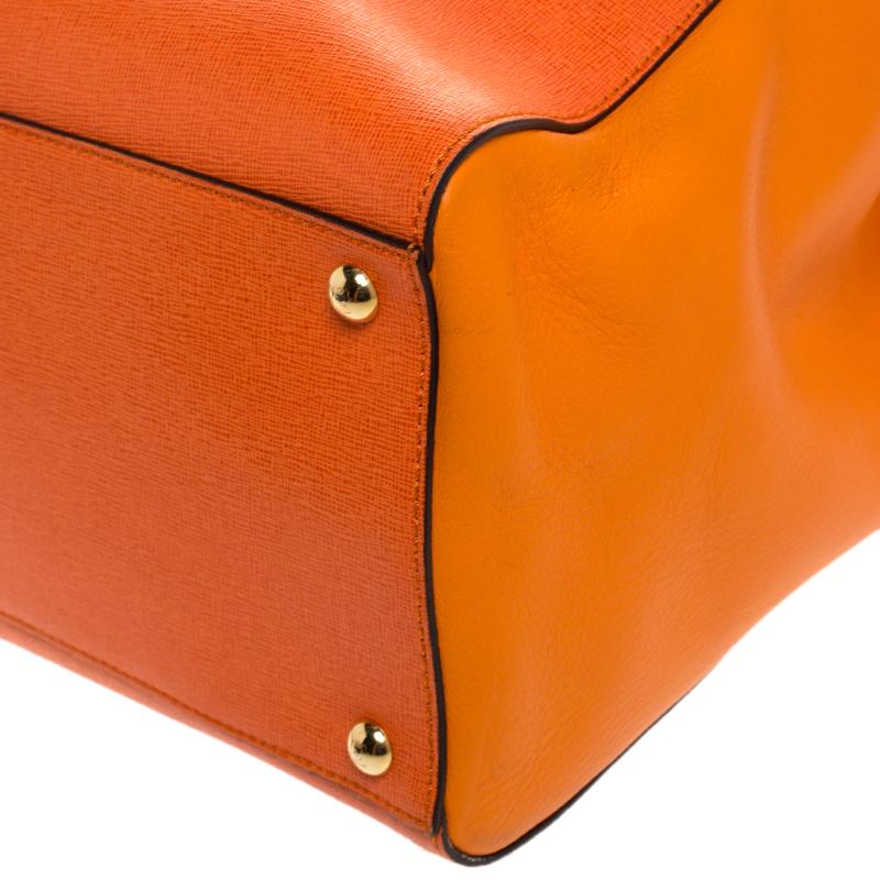 Fendi Orange Leather Medium 2Jours Tote 6