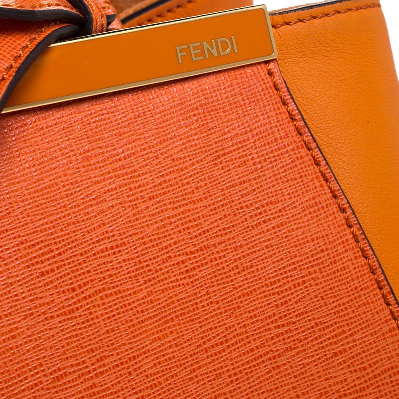 Fendi Orange Leather Medium 2Jours Tote 2
