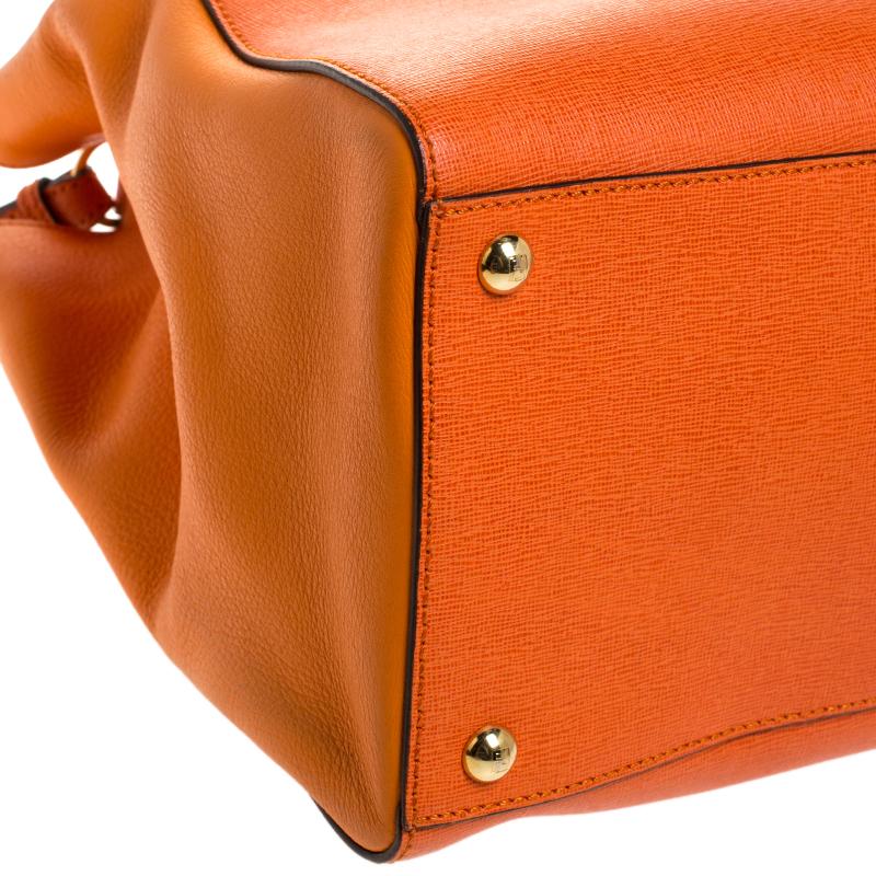 Fendi Orange Leather Medium 2Jours Tote 3