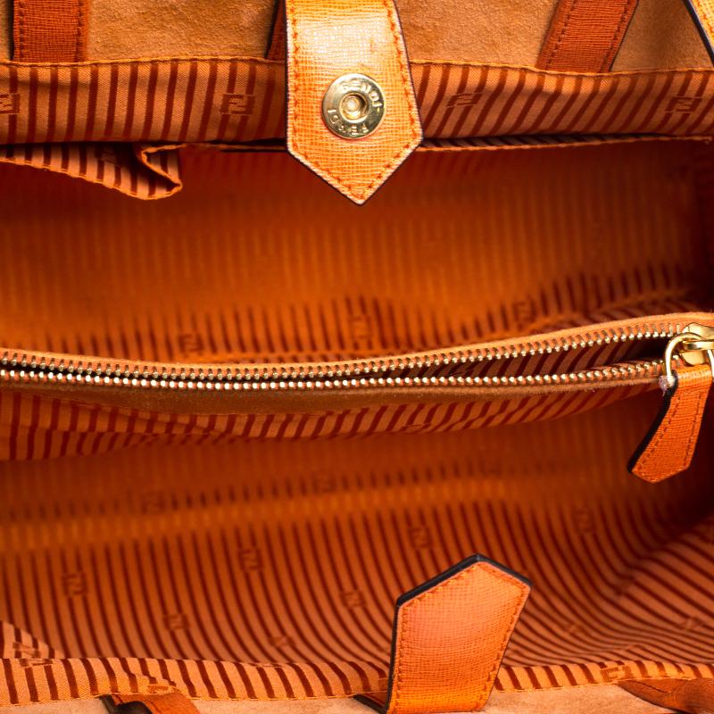 Fendi Orange Leather Medium 2Jours Tote 4
