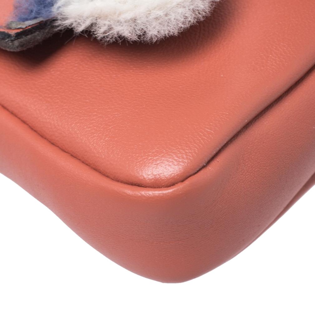 Fendi Orange Leather Micro Monster Baguette Bag 5