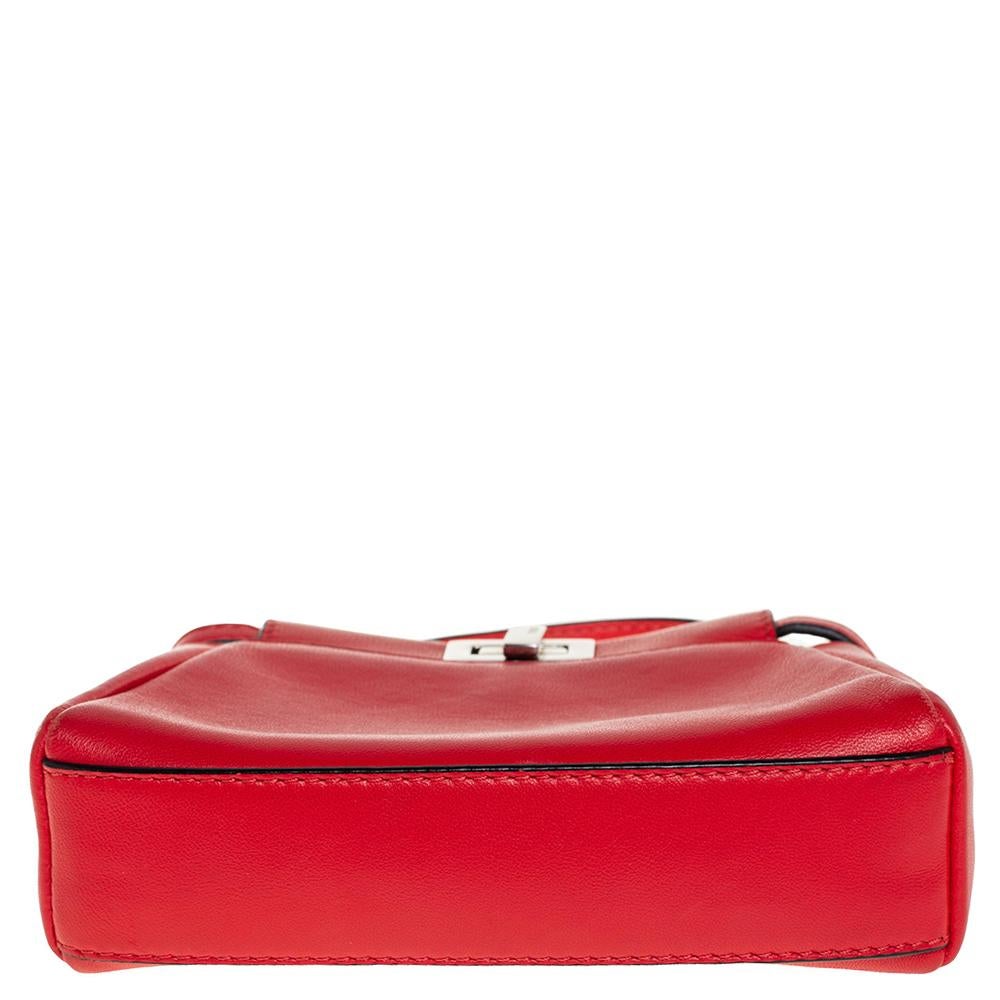 Fendi Micro Peekaboo Umhängetasche aus orangenem Leder Damen