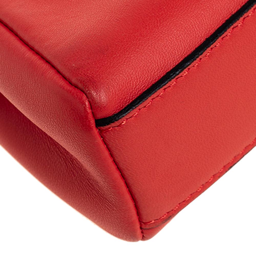 Fendi Orange Leather Micro Peekaboo Crossbody Bag In Good Condition In Dubai, Al Qouz 2