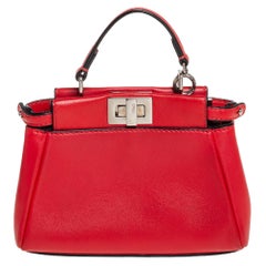 Fendi Orange Leather Micro Peekaboo Crossbody Bag