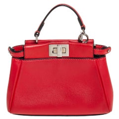 Fendi Orange Leather Micro Peekaboo Crossbody Bag