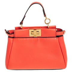 Fendi Orange Leather Micro Peekaboo Crossbody Bag