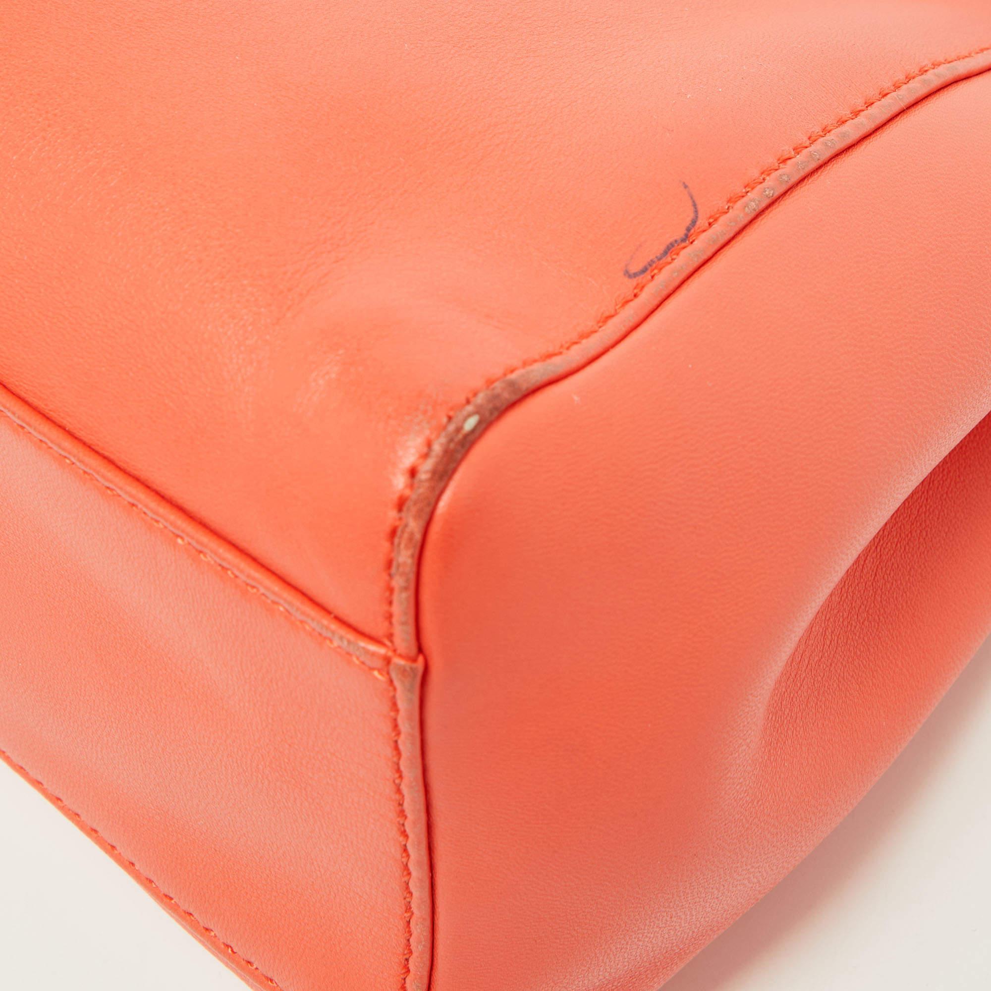 Fendi Orange Leather Mini Peekaboo Top Handle Bag For Sale 2