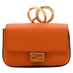 Fendi Orange Leather Nano Baguette Charm