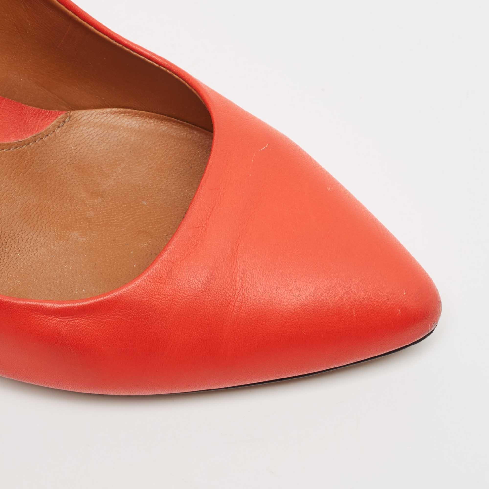 Fendi - Pompe con zeppa in pelle arancione misura 38,5 in vendita 2