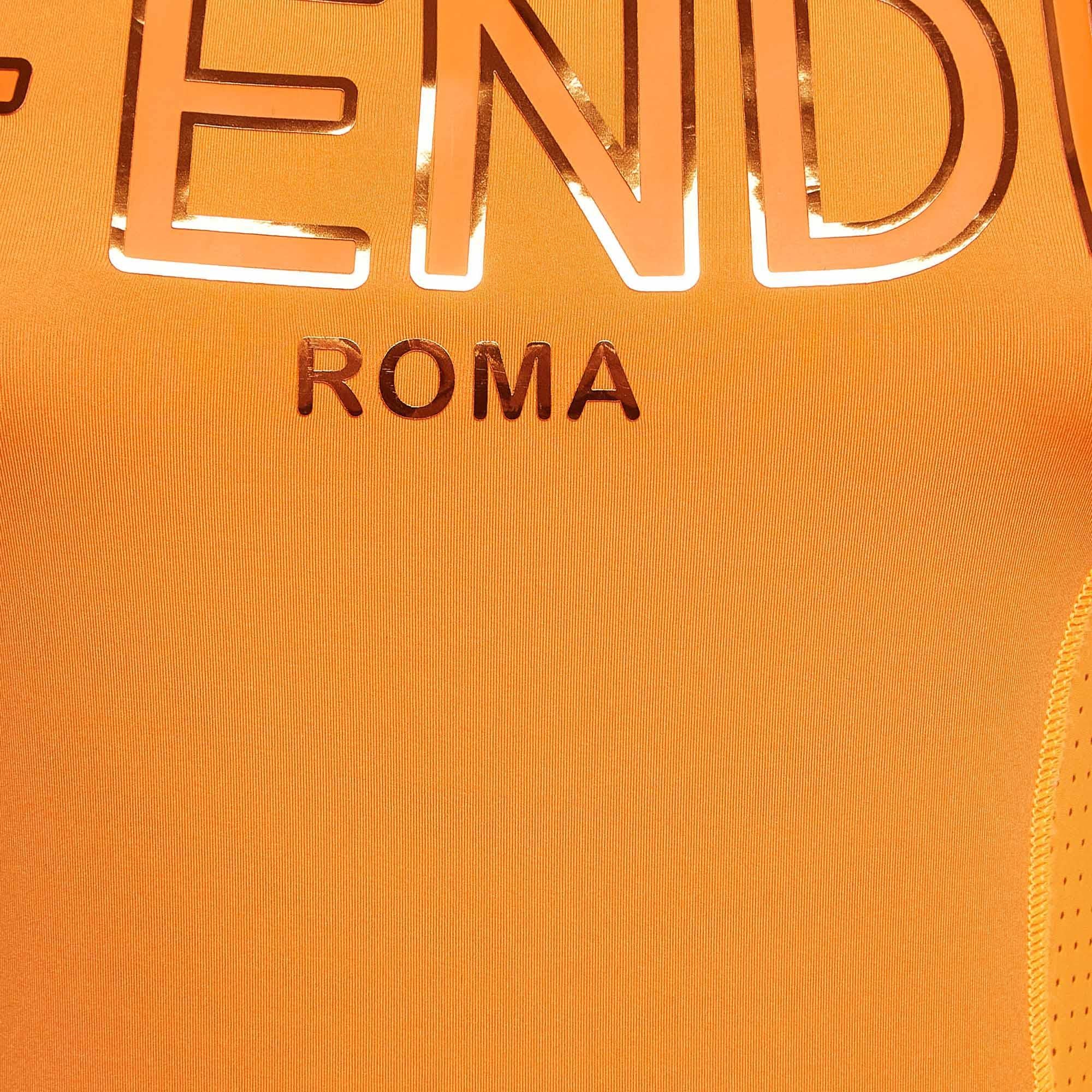 Women's Fendi Orange Logo-Print Nylon Performance Tank Top S
