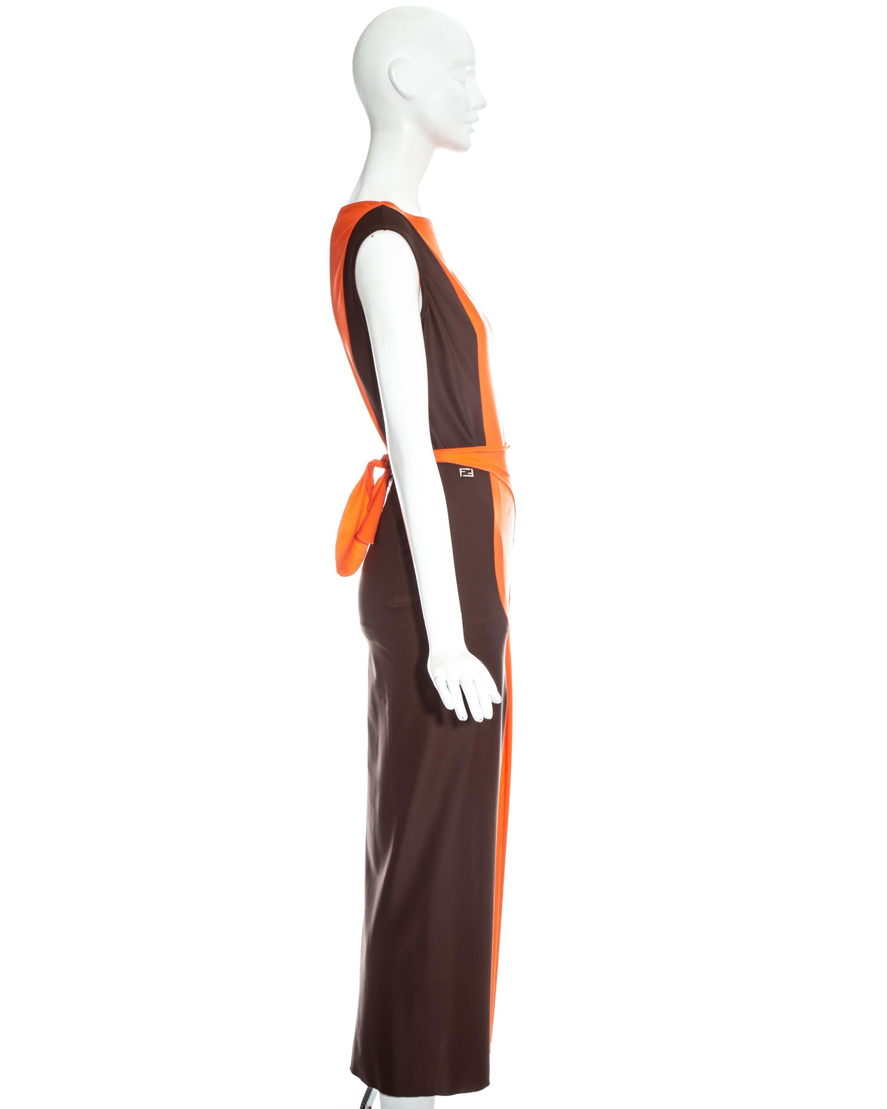 Women's Fendi orange lycra wrap skirt and vest, ss 1999