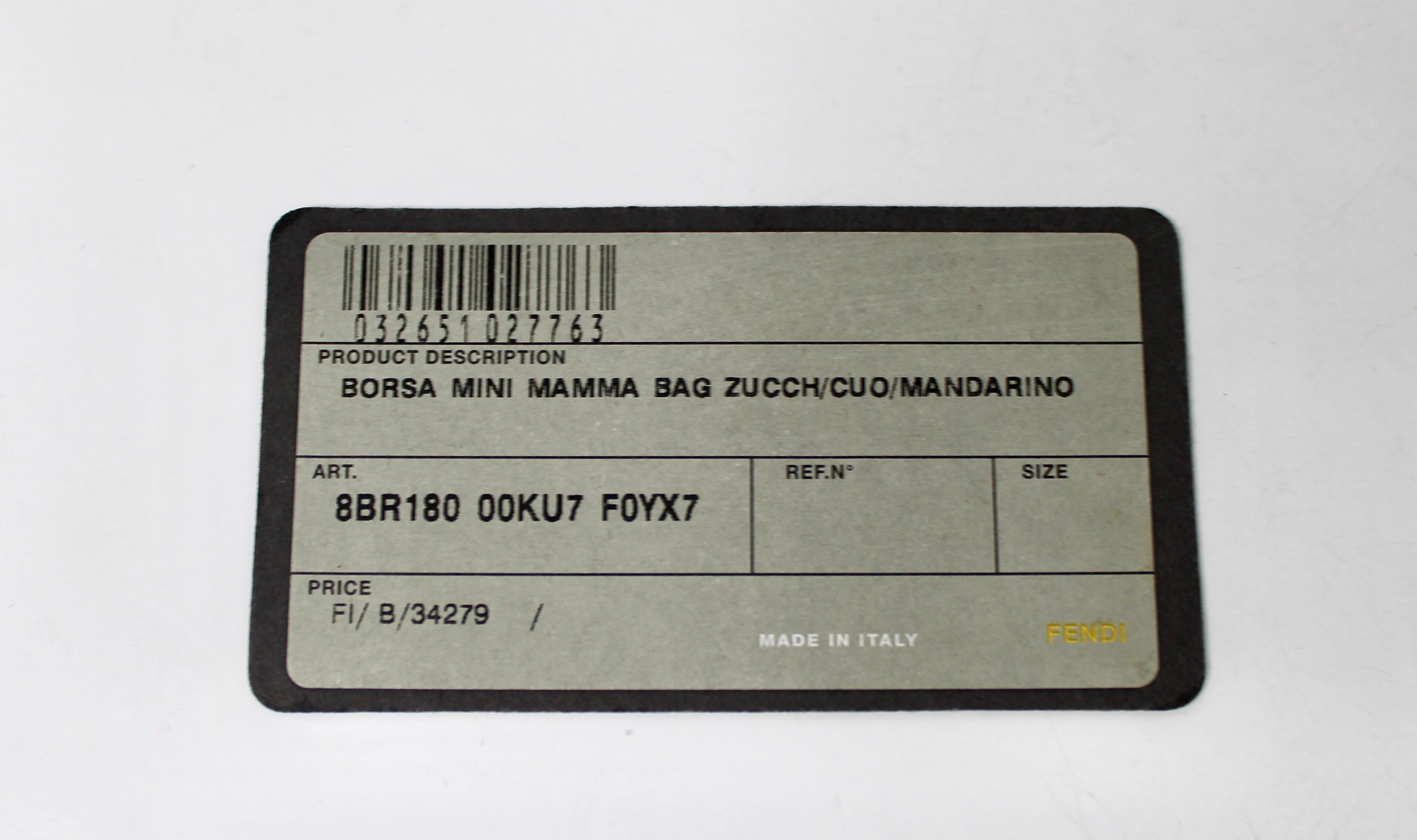 Fendi Mini Mama Zucchino Baguette Bag arancione circa Y2K in vendita 11