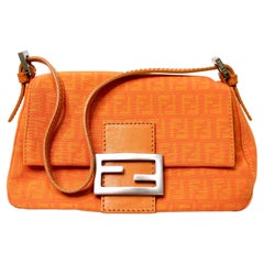 Fendi Orange Mini Mama Zucchino Baguette Bag circa Y2K