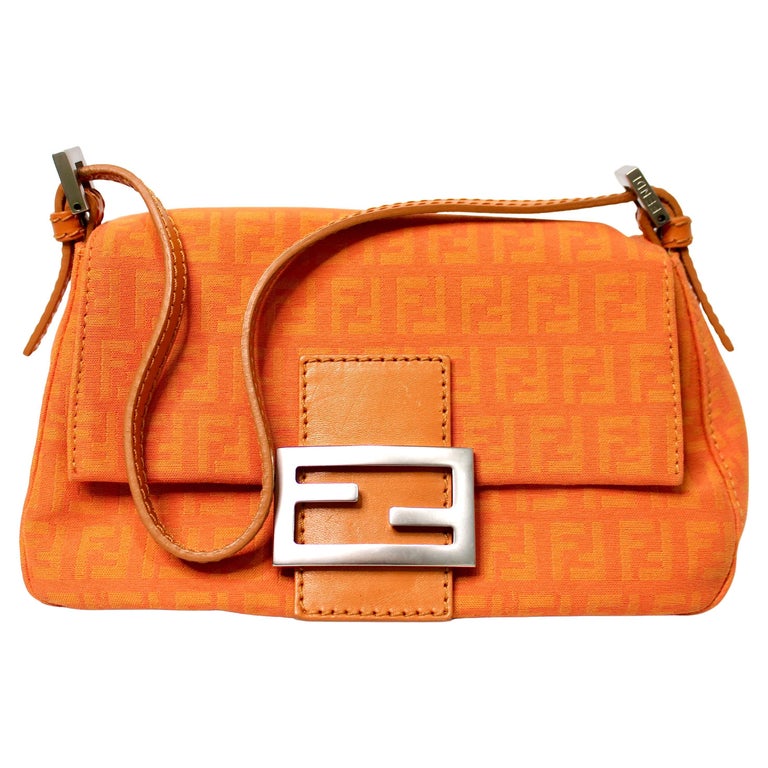 Fendi Orange Mini Mama Zucchino Baguette Bag circa Y2K For Sale at 